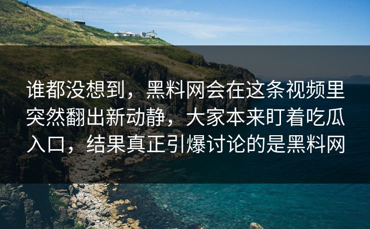 谁都没想到,黑料网会在这条视频里突然翻出新动静,大家本来盯着吃瓜入口,结果真正引爆讨论的是黑料网
